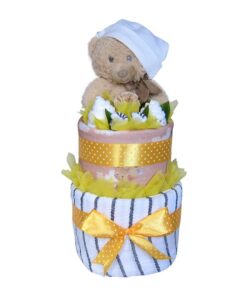 teddy bear unisex double layer baby nappy cake, Purple Pony baby Hamper