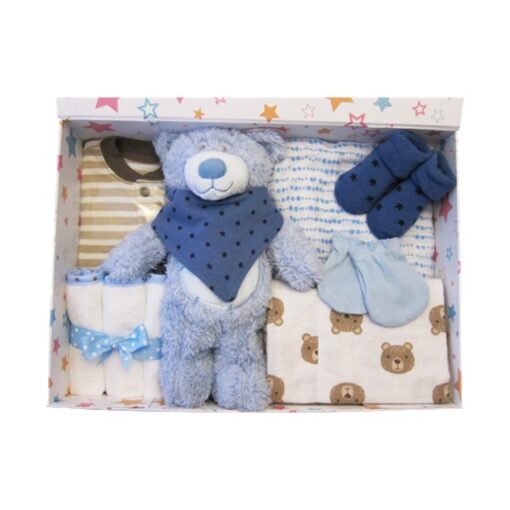 Blue Teddy Luxurious Baby Hamper Memory Box Gift Set