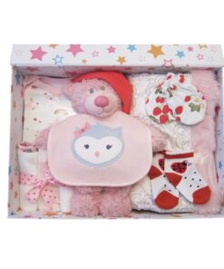 Pink Teddy Luxurious Baby Girl Hamper Memory Box Gift