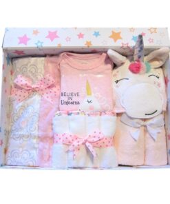 Pink Unicorn Deluxe Baby Girl Bath Gift Set
