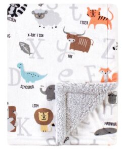 alphabet Animals unisex baby sherpa blanket