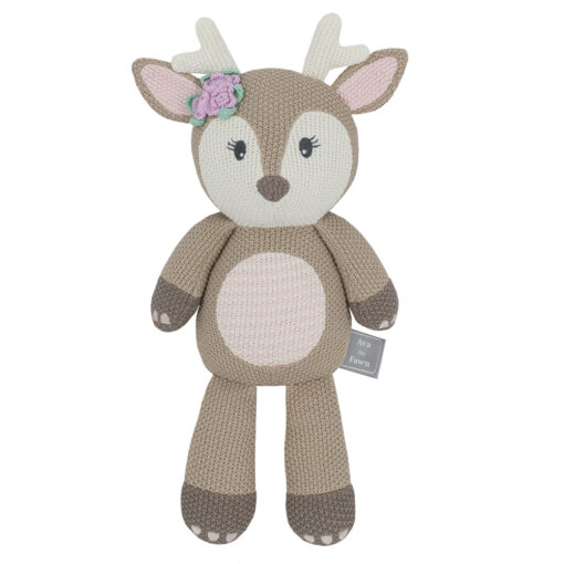 Ava Fawn Cotton Knitted Baby Soft Toy Rattle