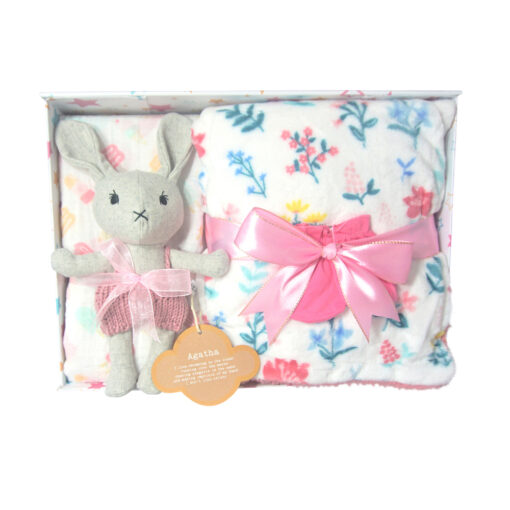 Wool Bunny Keepsake Baby girl Gift Box