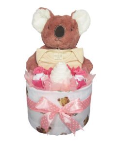 deluxe pink koala baby girl nappy cake