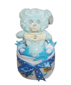 deluxe teddy bear baby boy nappy cake