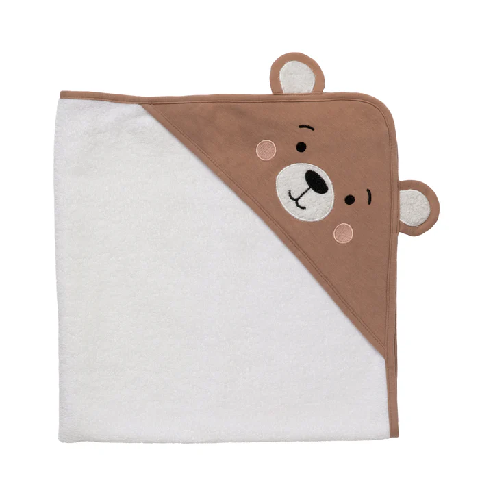 Teddy Organic Cotton Hooded Baby Bath Towel