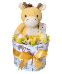 Knitted Giraffe Unisex Baby Large Nappy Cake