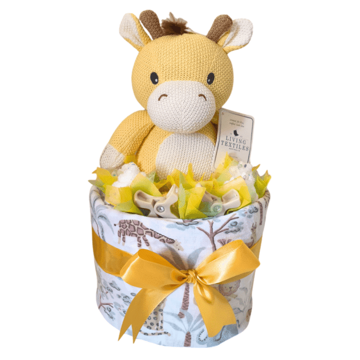Knitted Giraffe Unisex Baby Large Nappy Cake