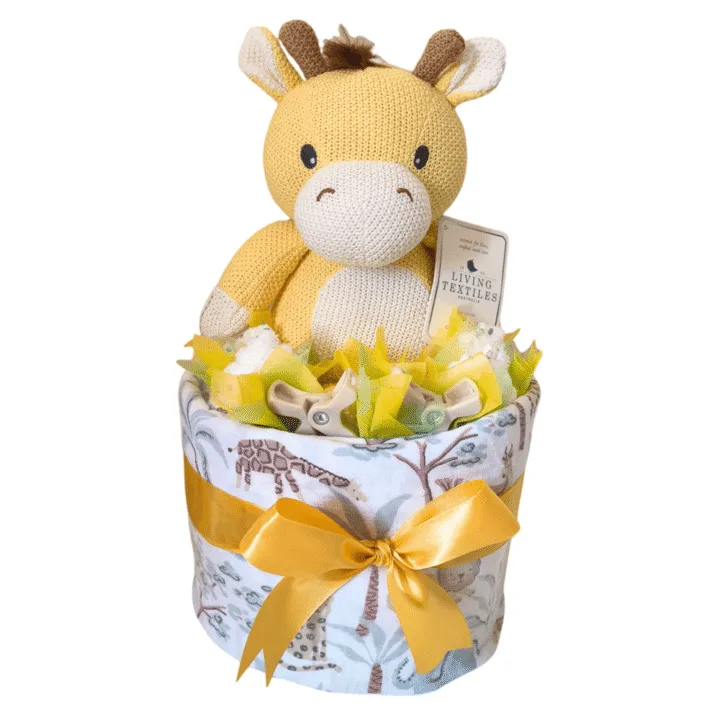 Knitted Giraffe Unisex Baby Large Nappy Cake