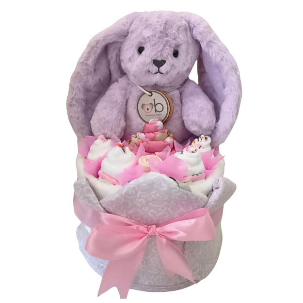 Lavender Bunny Organic Baby Girl Nappy Cake